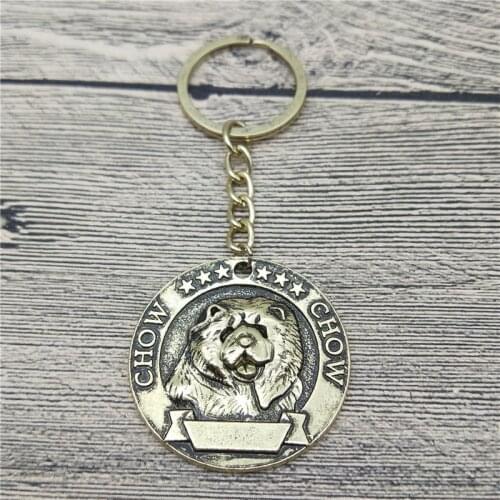 Elfin Vintage Chow Chow Keychains Antique Silver Plated Chow Chow Key Chains Keyrings Pet Dog Jewellery