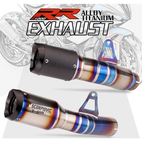 Motorcycle Exhaust Modify Escape Moto Titanium Alloy Middle Link Pipe Carbon Fiber Muffler Slip on For BMW S1000RR 2015 2016