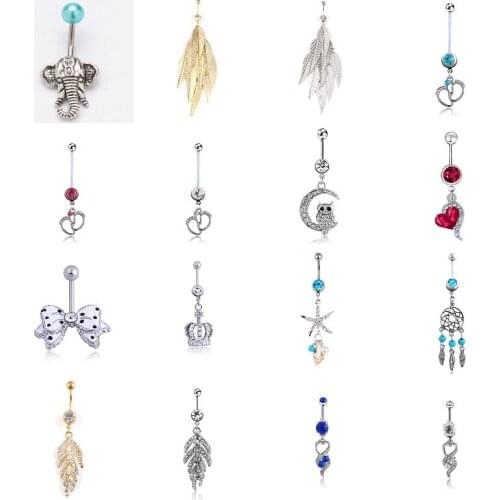 Surgical Stainless Steel Navel Piercing Flower Pendant Belly Button Rings Belly Piercing Body Jewely Omen Earring Piercing