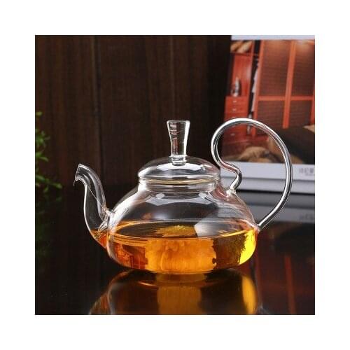 PINDEFANG Artistic heatable Glass Blooming Tea Loose Leaf Teapot with Tea Filter Safe Lid Dishwasher Stovetop Safe Teaset Kettle
