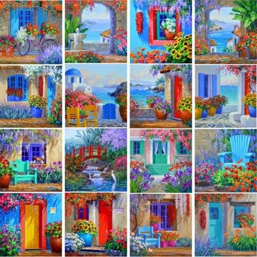 Full Square,Round Diamond Embroidery Landscape Garden 5D Diy Diamond Painting Flower House Diamond Mosaic Home Decor