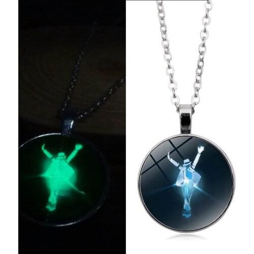 Fashion Glass Dome Glow In The Dark Necklace Women Men Punk Jewelry Charm Michael Jackson Luminous Pendant Neckalce