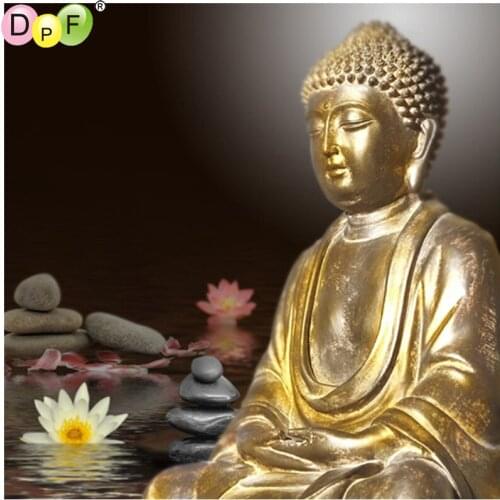 DPF DIY Gold Buddha 5D square diamond painting cross stitch crafts diamond embroidery home decor wall painting diamond mosaic