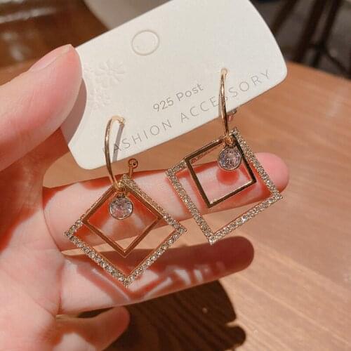 Summer metal geometric hollow pendant earrings exaggerated Fashion Stud Earrings 2021 trend Jewelry for women