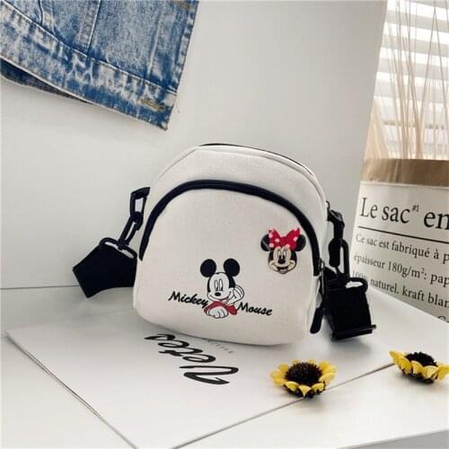 Disney cartoon Mickey mouse canvas small bag girl new ins Japanese diagonal wild student shoulder mobile phone bag
