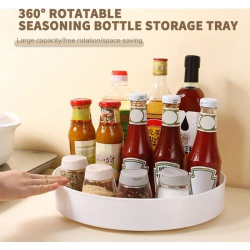 Multifunction Anti-skid Rotating Storage Tray Cosmetic Food Storage Rack Organizer Cosmetic Non-Slip Kitchen Gadgets Container
