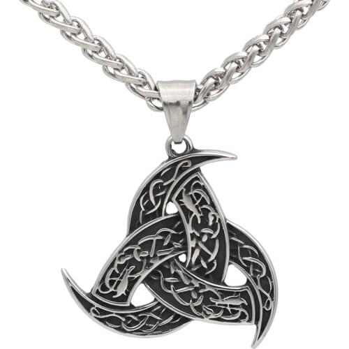 Men stainless steel viking Odins Horn wolf Pendant necklace