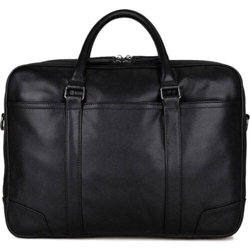 Mens Briefcase Real Leather Male Business Black Travel 15" Laptop Bags Tote Shoulder Crossbody Messenger Bags Handbags Man