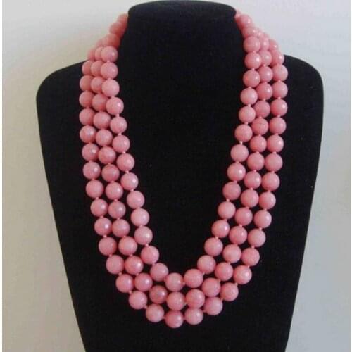 Charming 10 mm pink bead necklace 18/36/50Inch