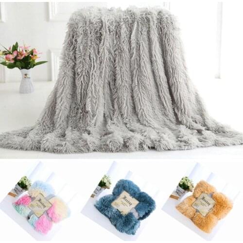 Blankets for Beds Winter Bed Cover Blanket 200 CM Plush Blanket Cover Bedspread Sofa Throw Super Soft Faux Fur Blankets LDT04