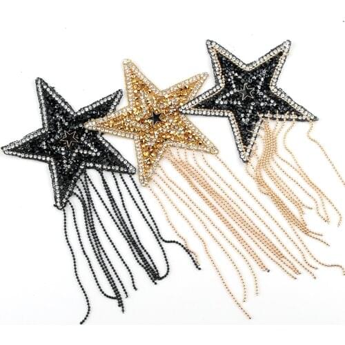 Sparkling Rhinestone Five-pointed Star Pattern Hot fix Clothe Patches Fashion Sequined Shoes/hats/bags Appliques Iron-on Patches