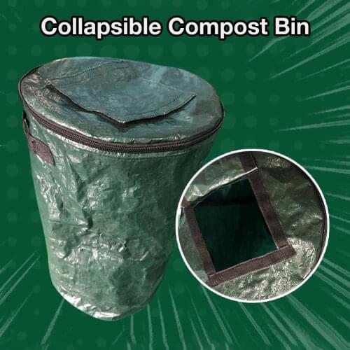 PE Collapsible Compost Bin Yard Waste Bag Zipper Design Composting Fruit Kitchen Waste Fermentation Secrets Growers Bags