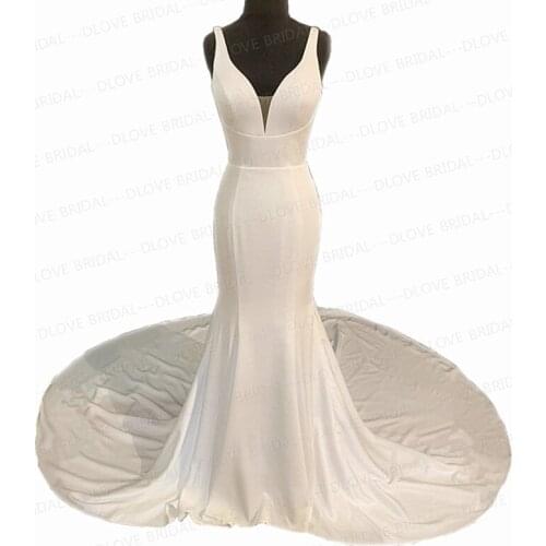 Deep V Neck Wedding Dress Simple Sexy Backless Bridal Gown New Style