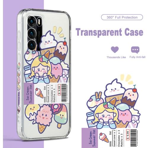 ASINA Transparent Case For Huawei P40 Lite P30 Pro Nova 5T Cover Cartoon Transparent Couple Cases For Nova 6 7 8 SE Pro Coque