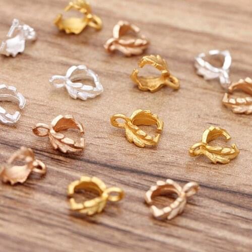 REGELIN 100 pcs 7x1mm Leaf Seeds Buckle Pendant Clasps Hook Bail Clip Jewelry Charm Pendant Connectors for DIY Jewelry Making