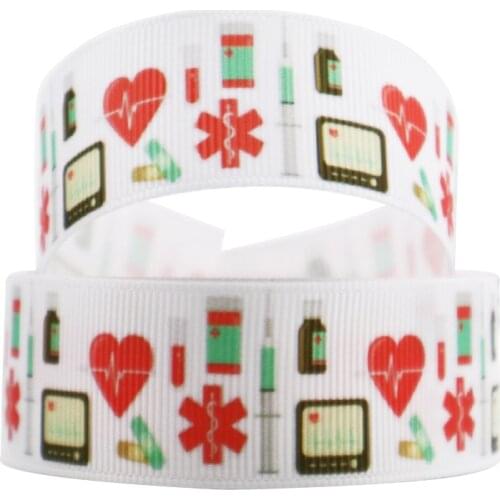 David angie 22mm 25mm heart nurses Printed Grosgrain Ribbon 5yards,DIY Hair Bows Materials,DIY Party Decoration,5Yc3662