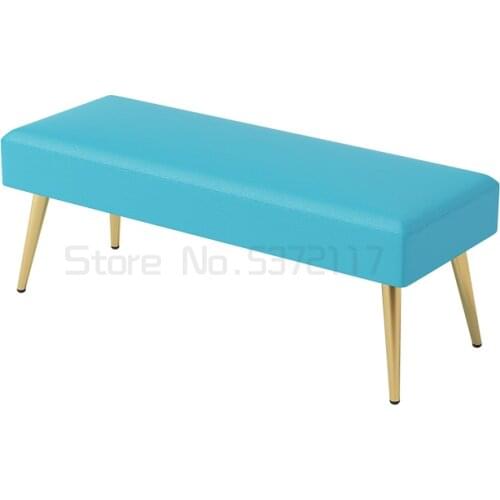 Light luxury iron leather stool for shoes bench bench bed tail bench rectangular sofa bench clothing store manager bench