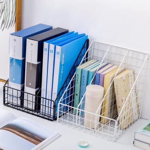 3/4 Layers Luxury Nordic Iron Grid File Holder Book Storage Shelf Magazine Document Tray for Desk Organizer Home Office Supplies