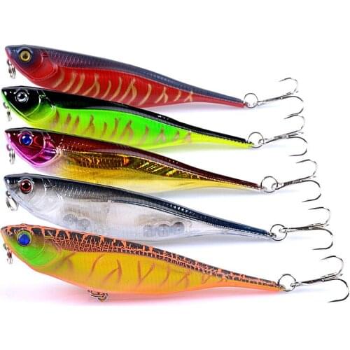 Painted Topwater Bait 9.9cm/9.9g 3pcs Freshwater Saltwater Fishing Lure pencil crappie minnow Artificial Hard Bait Free Shipping