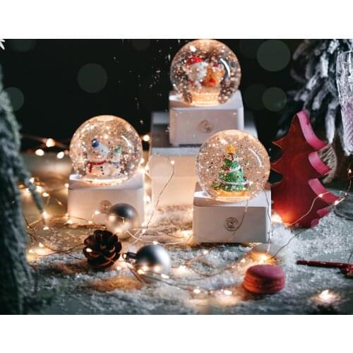 Christmas Snow Globe Music Box Novelty Crystal Snowflakes Ball Music Box Home Decor Ornament Childrens Gift Resin New YearLA239