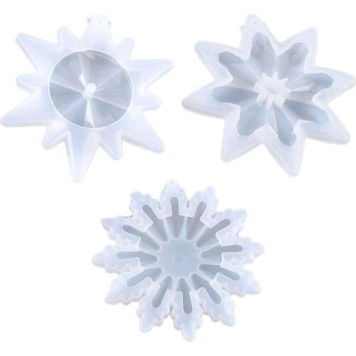 Crystal Epoxy Resin Mold Snowflake Pendant Silicone Mould DIY Craft Jewelry Tool