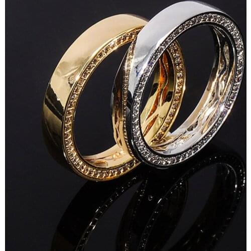 S925 sterling silver Round Finger Rings for Men Women AAA CZ Stone Bling Iced Out Couple Ring Male Hip Hop Rapper Jewelry