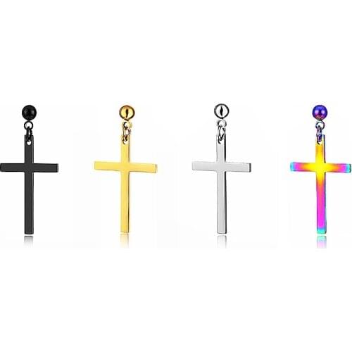 Stainless Steel Cross Drop Earrings Studs Unisex Anti-allergy Dangle Earring Wholesale Jewelry Gifts Bijoux for Women