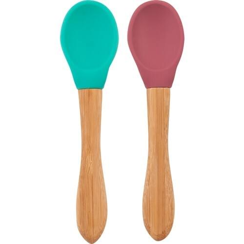 Oioi Bamboo Handle Silicone Spoon 2'li