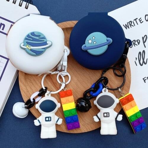 Cute Astronaut Cases for OPPO ENCO W31 Case silicone Cartoon Planet Keychain Earphone Cover For OPPO W31 TWS hearphone case