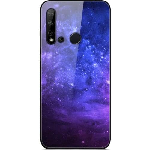 Glass Case For Huawei Nova 5i Phone Case Phone Shell Phone Cover Back Bumper Star Sky Pattern