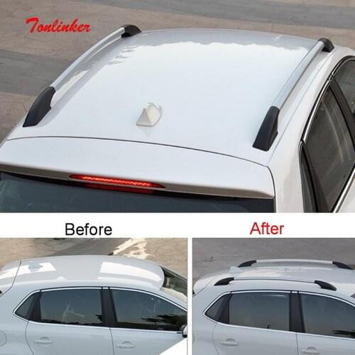 Tonlinker Exterior Roof Racks & Boxes Cover Sticker For Volkswagen POLO 2011-18 Car styling 2 pcs ABS Aluminum Cover Sticker
