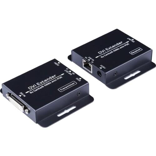 DVI Extender Over Single CAT5e/6 Ethernet Cable with Audio 1080p Transmitter & Receiver with IR DVI-D to RJ45 Network