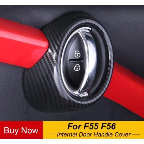 Internal Door Handle Real Carbon Fiber Decorative Outer Sticker Cover Housing For MINI Cooper One F55 F56 Hatchback Accessories