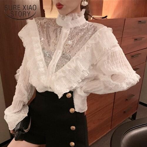 Vintage Woman Shirt Autumn Lace Blouse White Tops Chiffon Blouse Women Korean Clothes Overalls for Women New Ropa De Mujer 10954
