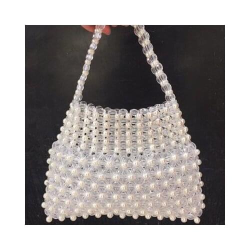 Handmade Pearl Lady Tote Luxury Handbags Small Box Evening Bag Fashion Vintage Female Top-handle Purse Chic ins Box Bag Brand