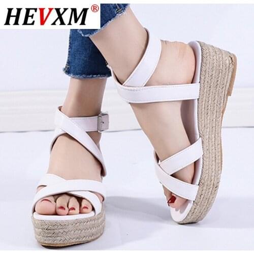 2021 Women Wedge Platform Sandals Summer Slip On Ladies Buckle Strap High Heels Woman Fashion Open Toe Casual Footwear