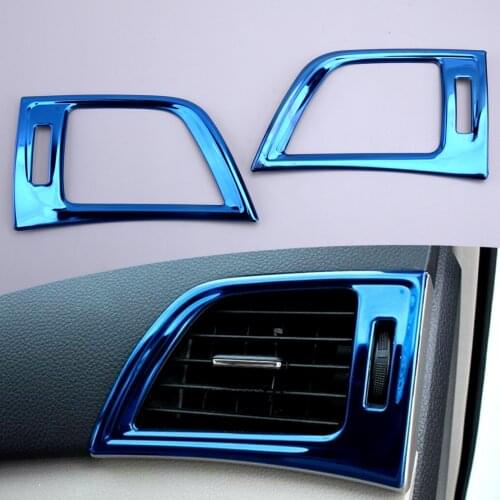 1 Pair Blue Stainless Interior Dashboard Side Air Vent Outlet Cover Trim Fit for Nissan Sentra 2016 2017 2018 2019