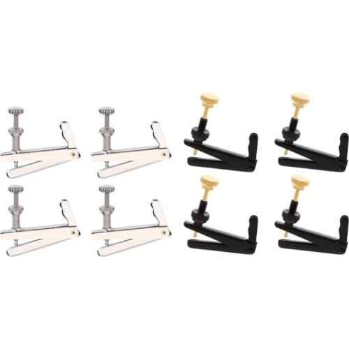 4pcs Cello Fine Tuner Cello Parts String Adjuster Black Silver for 3/4-4/4 Cello