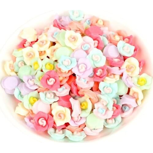 50Pcs 15mm Mixed Planar Resin Flatback Cabochon Embellishments Flower Decoration Scrapbooking For Diy Craft Supplies Accessories