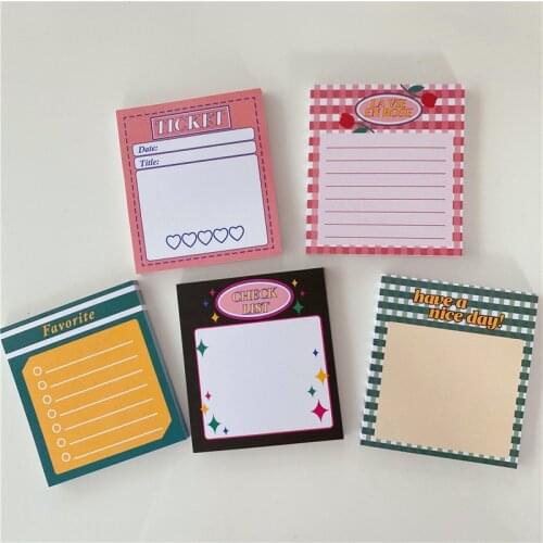 50-page INS Retro American Memo Pad Kawaii Stamp Sticky notes Portable notepad Korean School Office Deliver Papers stationery