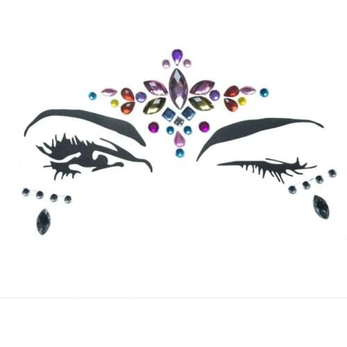 6pcs Temporary Rhinestone Glitter Tattoo Stickers Face Jewels Gems Festival Party Makeup Body Jewels Flash Fake Temporary Tattoo