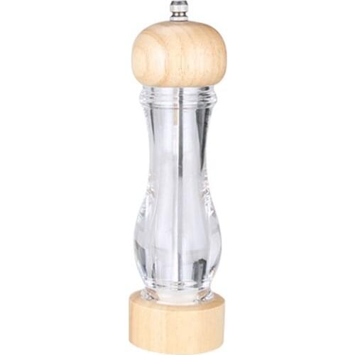 8 Inch Wood Acrylic Spice Pepper Mill With Strong Adjustable Ceramic Grinder Home Kitchen Tools for Cooking