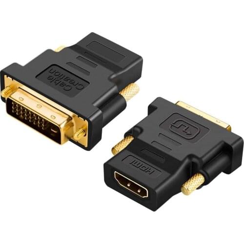 DVI to HDMI Adapter,2-Pack Bi-Directional DVI Male to HDMI Female Converter,Support 1080P,3D for PS3,PS4,TV Box,Blu-ray,HDTV