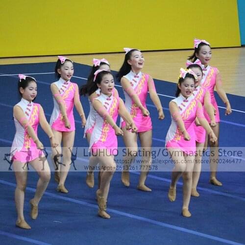 Aerobics Leotards Competition Figure Skating Dress Child Kids Clubs Elegant Aerobics Cheerleading Varsity Fancy Dress Uniform