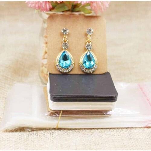 White/kraft/black stud earring tag card small paper cute drop earring display hang tag card 200pcs+200 plastic bag per lot