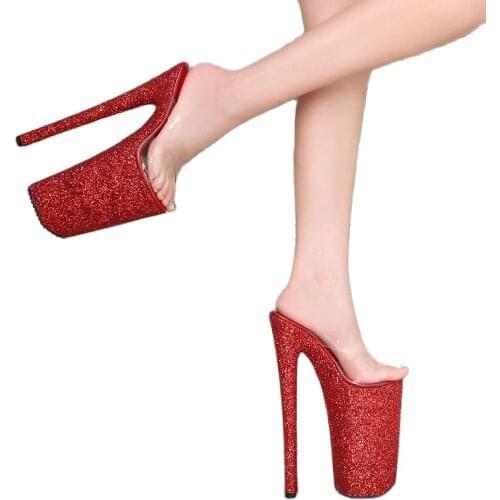 Odinokov 26cm Super High Gladiator Sandals Women Platform Jelly transparent Sandals Women Sexy High Heel Slippers