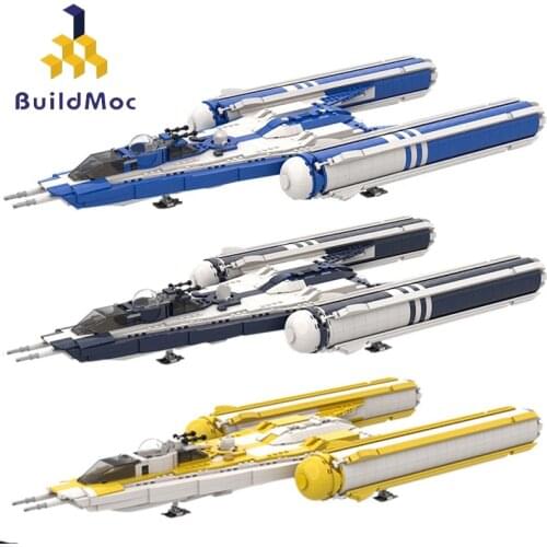 Buildmoc Technical Spaceship MOC Weapons Clone Wars Starfighter Spaceship Building Blocks Technician Aircraft Toys For Children