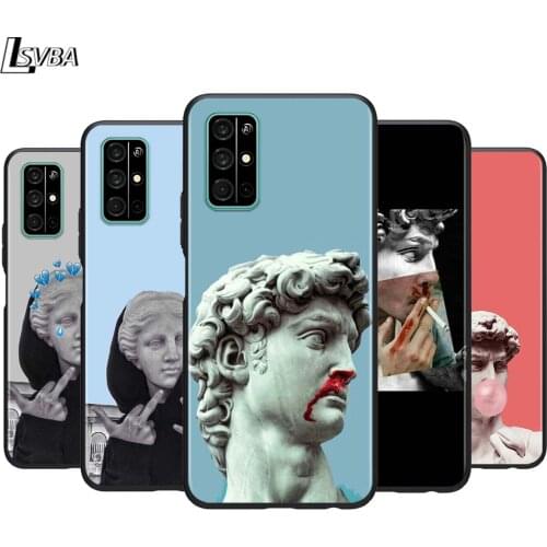 Michelangelo Art Statue for Huawei Honor 30 20S 20 10i 9S 9A 9C 9X 8X 10 9 Lite 8A 7C 7A Pro Phone Case Black Cover