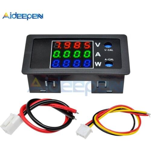 DC 100V 10A 1000W Digital Voltmeter Ammeter Wattmeter 4-digit Voltage Current Tester Power Monitor Meter Red Green Blue Display