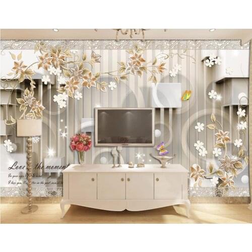 European luxury wallpaper 3d bedroom flower and circle wallpapers 3d living room High-quality three-dimensional relief walpaper